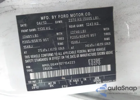 2013 Ford Transit Connect Xl from USA, damaged, VIN NM0LS6AN1DT154223